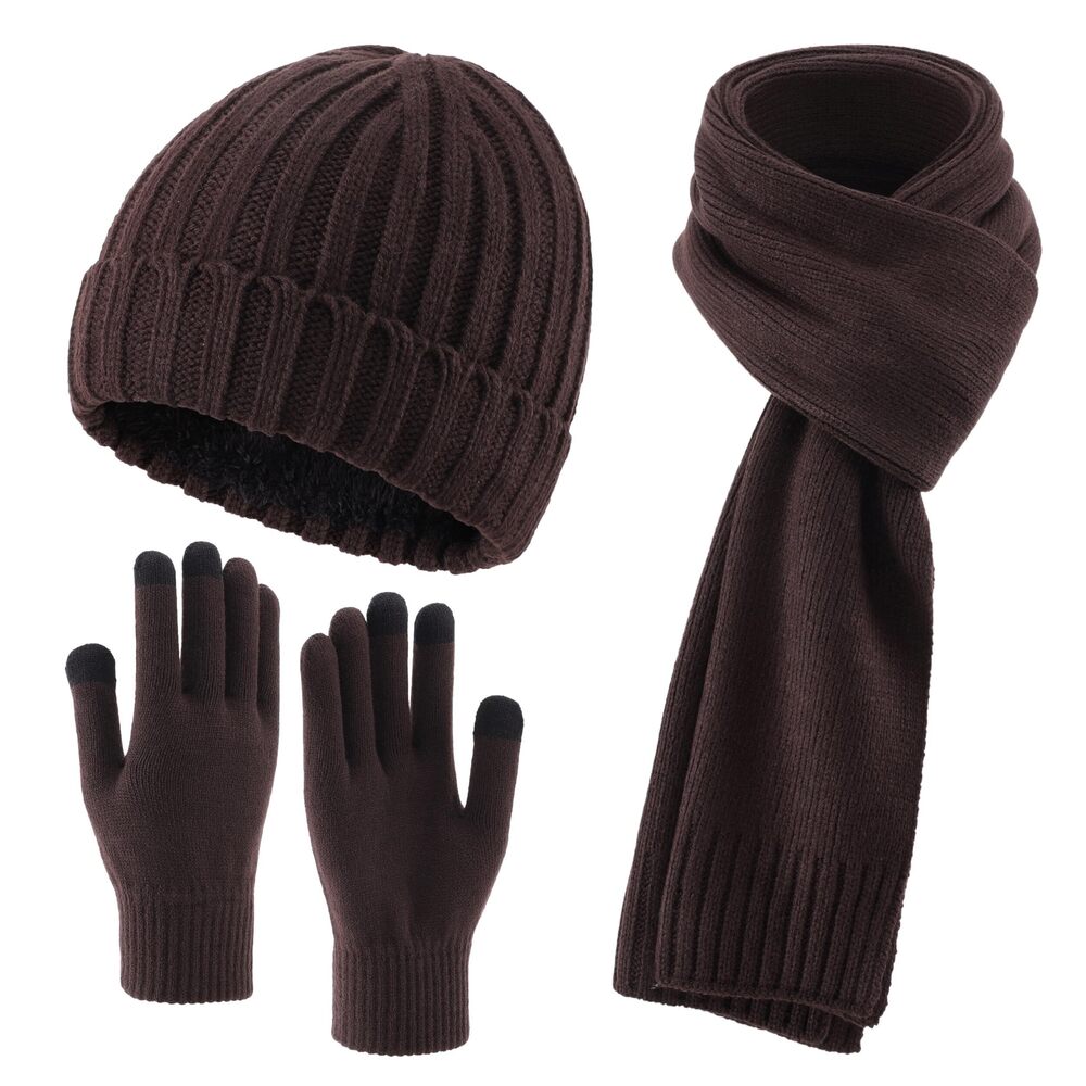 1557 Winter Beanies Scarf Gloves Set for Cold Weather Warm Knit Gift Set